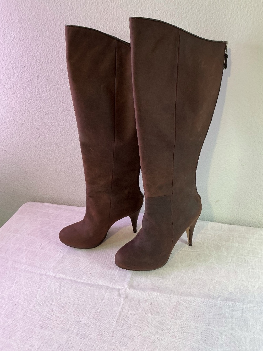 Cynthia Vincent Chocolate Suede Boots, 8.5